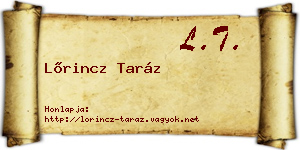 Lőrincz Taráz névjegykártya